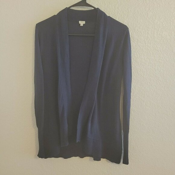 J. Crew Dark Navy Pima Cotton & Wool Open Front Cardigan Sweater Size X-Small - Picture 6 of 9